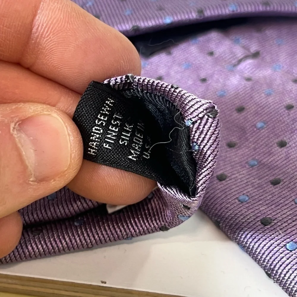 Robert Talbott Carmel Hand Sewn Made in USA 100% Silk Purple Polka Dot Tie - Picture 6 of 9
